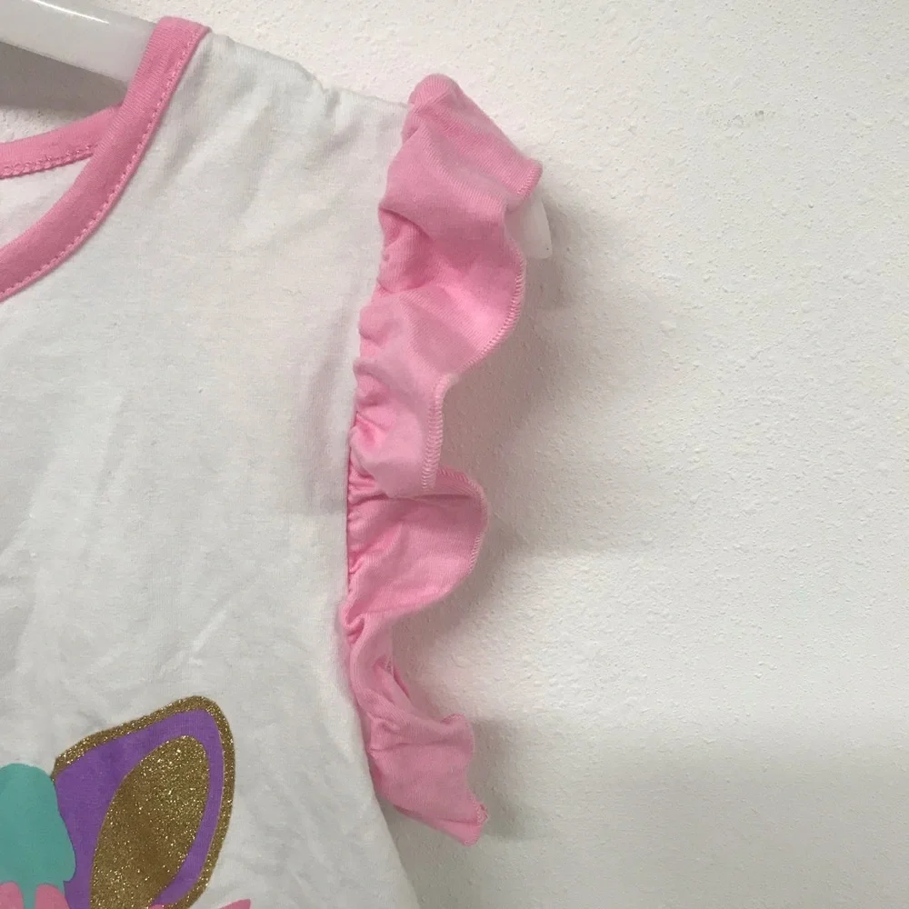 Little Girl Toddler Cap Sleeve Unicorn Party Birthday Girl Party Top
